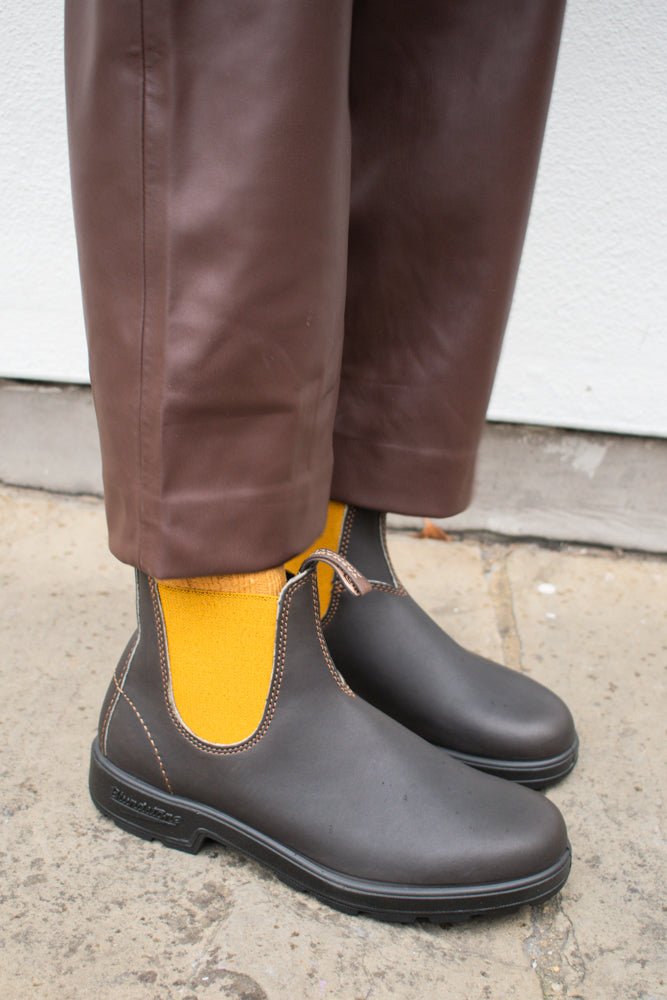 Blundstone 1919 Brown Leather with Mustard Elastic Boots