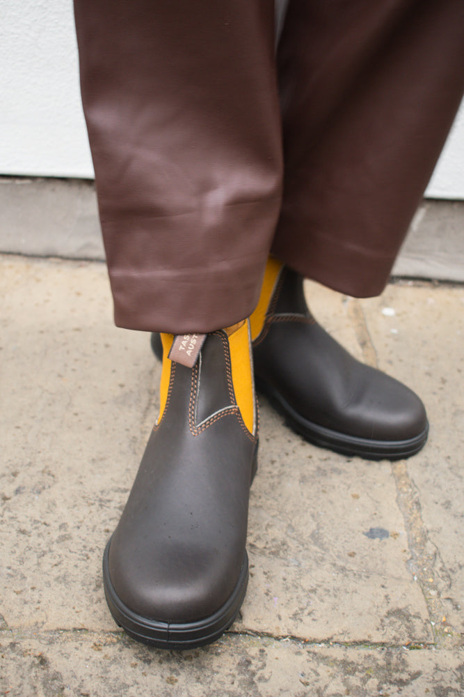 Blundstone 1919 Brown Leather with Mustard Elastic Boots