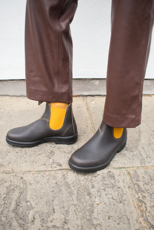 Blundstone 1919 Brown Leather with Mustard Elastic Boots