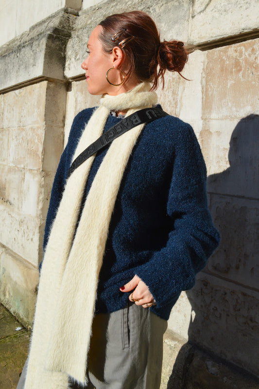 Indi & Cold Navy Bouclé Sweater