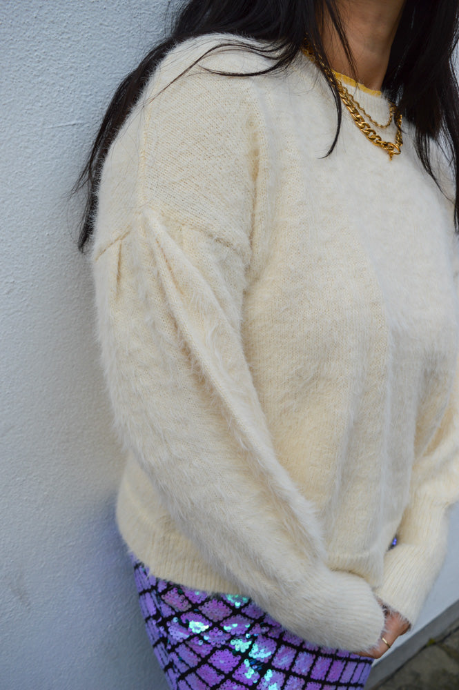 Compania Fantastica Buttermilk Textured Knit Sweater