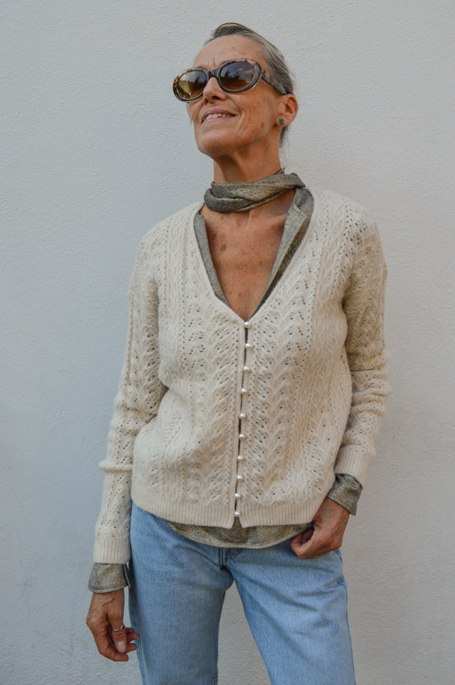 ICHI Liyanna Almond Milk Cardigan