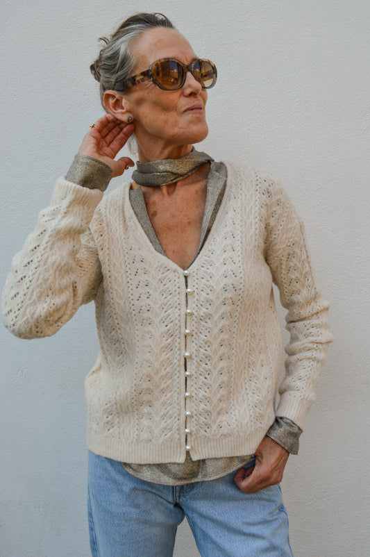 ICHI Liyanna Almond Milk Cardigan