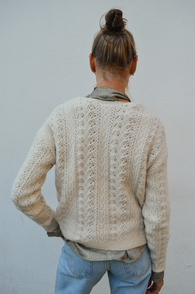 ICHI Liyanna Almond Milk Cardigan