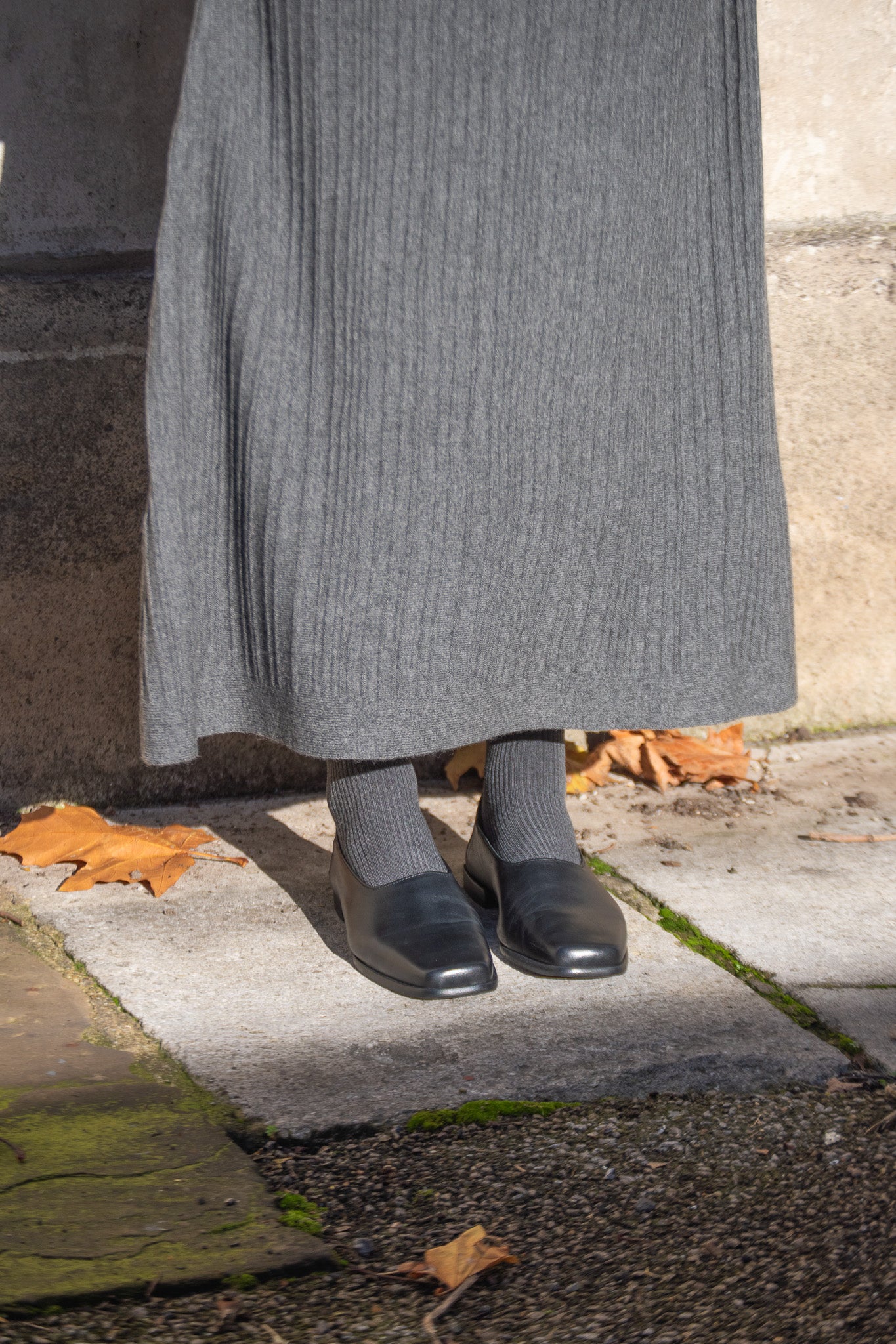 Leveté Jade Grey Wollen Skirt