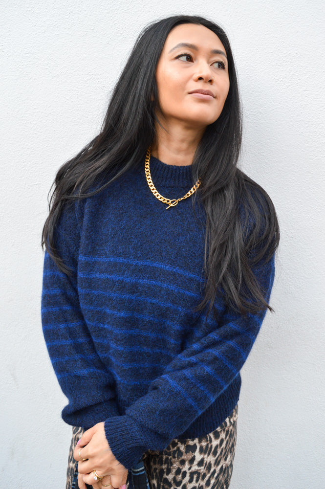 By-Bar Sonny Stripe Midnight Blue Pullover