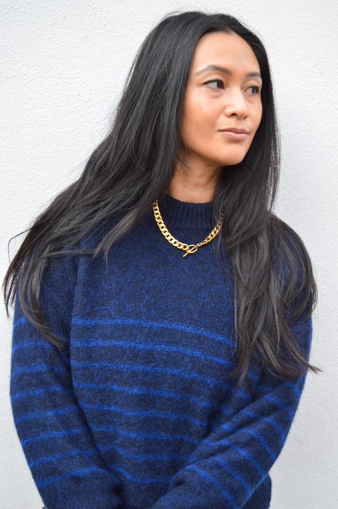 By-Bar Sonny Stripe Midnight Blue Pullover