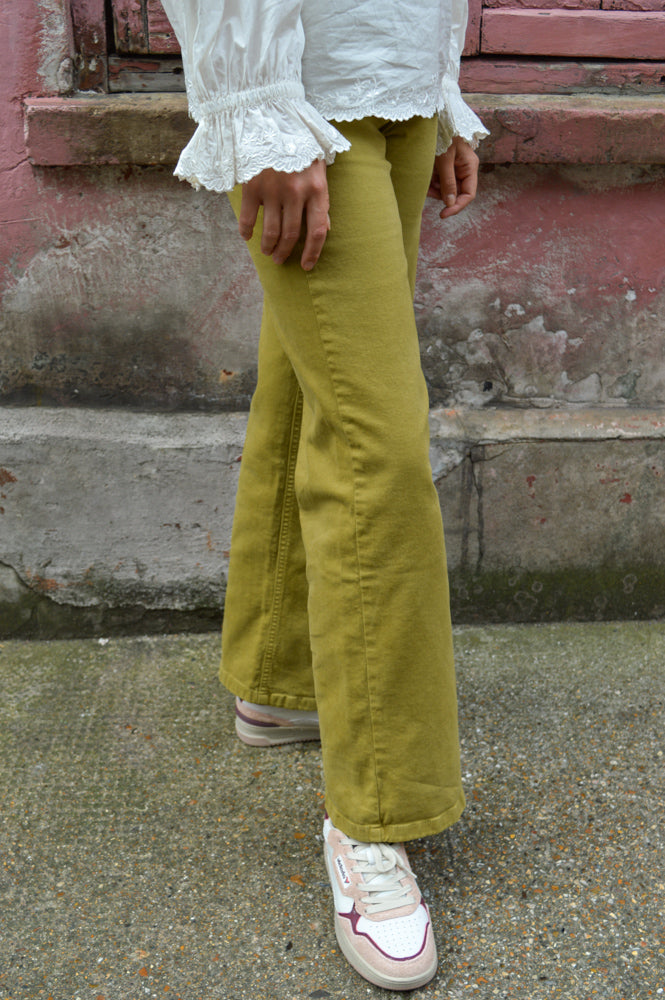 Nice Things Wide Leg Olive Green Trousers