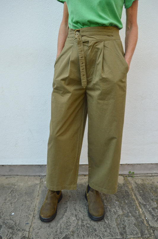 Dream Khaki Pleated Twill Trousers