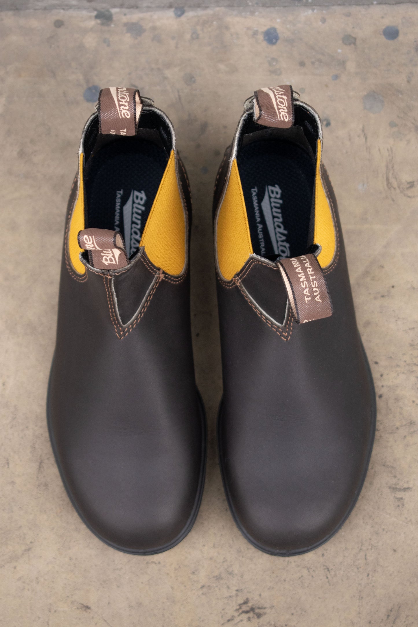 Blundstone 1919 Brown Leather with Mustard Elastic Boots