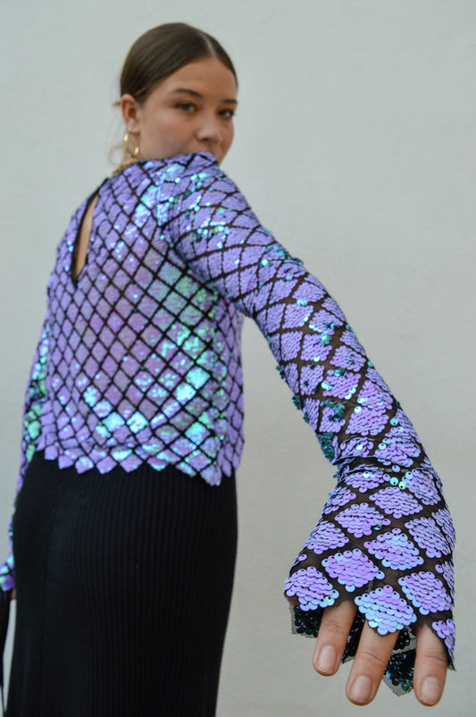 Stella Nova Seductive Purple Sequins Blouse