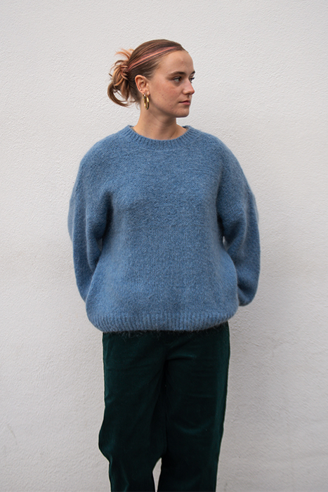 ICHI Marita Aegaen Blue Knit Pullover