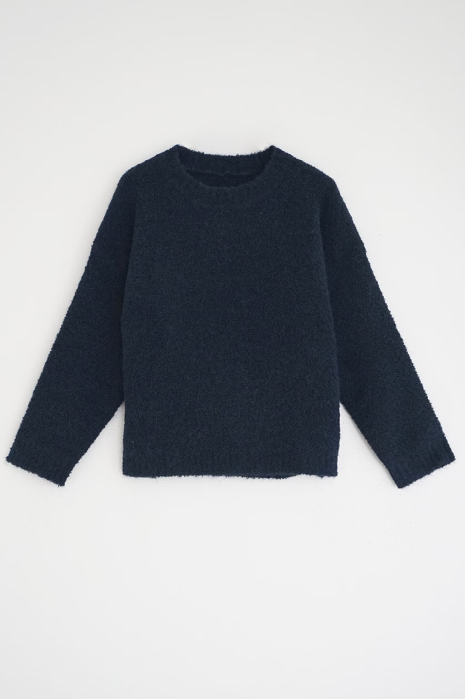 Indi & Cold Navy Bouclé Sweater