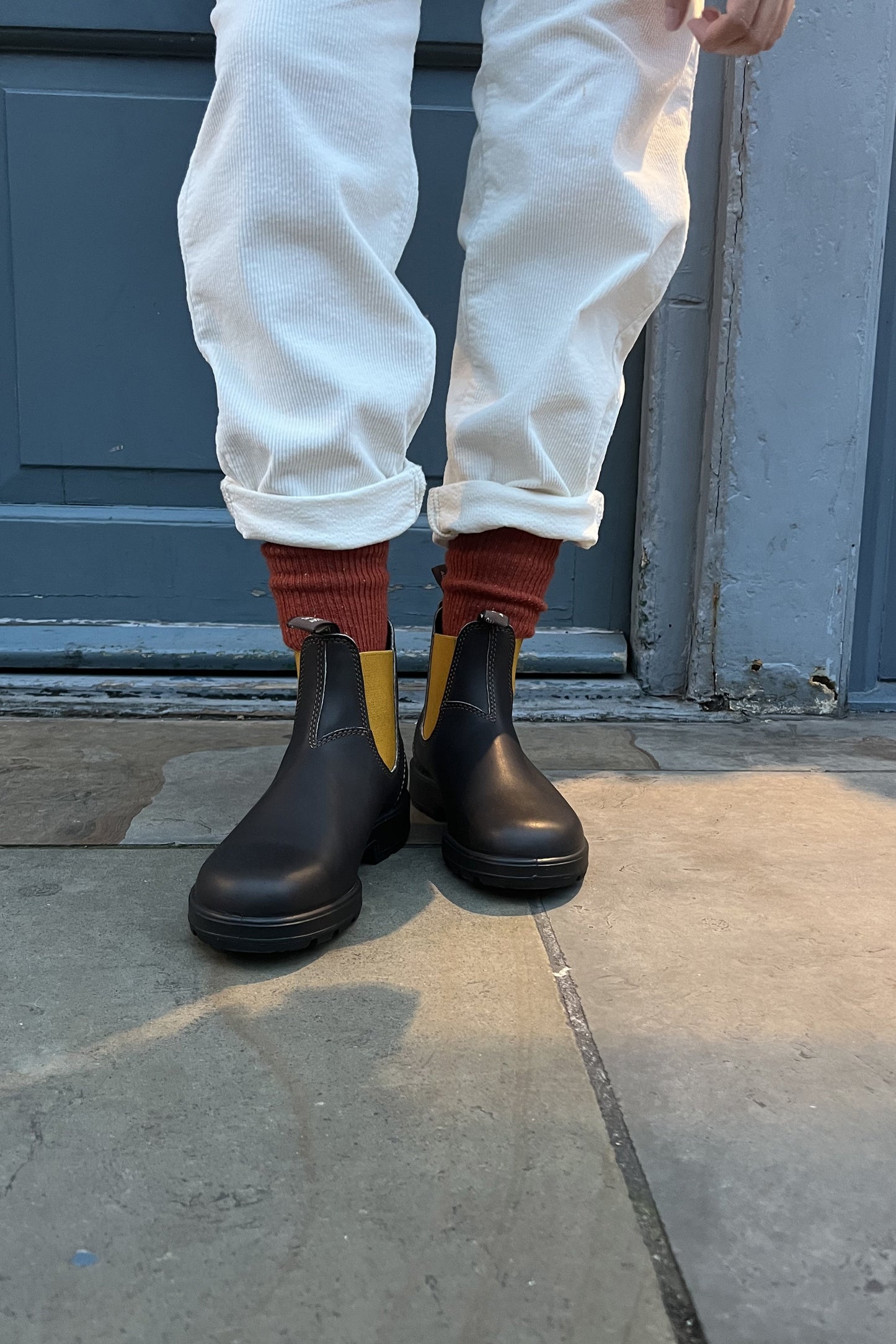 Blundstone 1919 Brown Leather with Mustard Elastic Boots