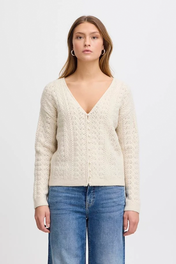 ICHI Liyanna Almond Milk Cardigan