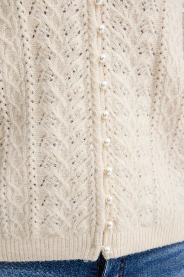 ICHI Liyanna Almond Milk Cardigan