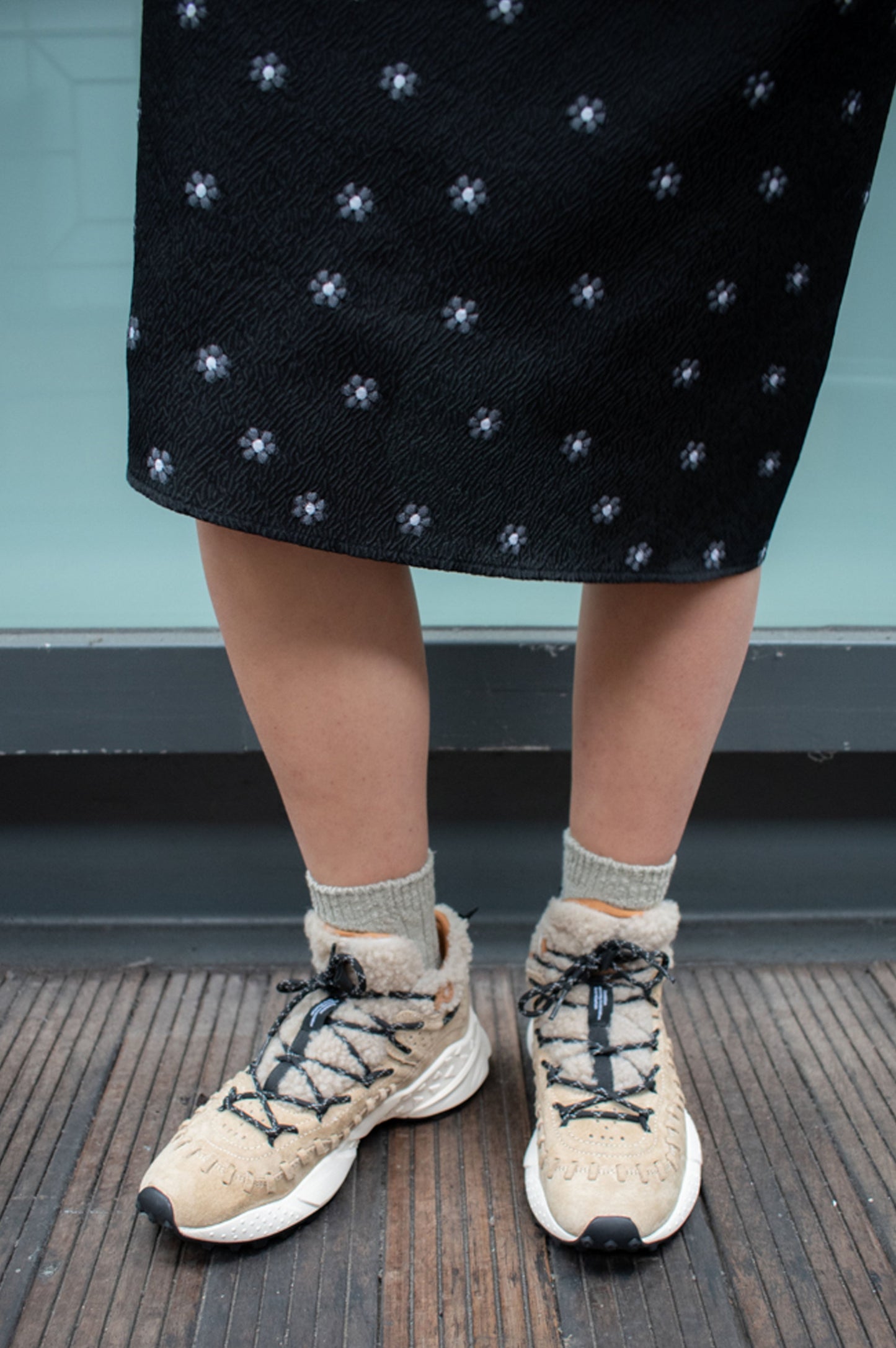 Flower Mountain Morican Beige Shearling Trainers