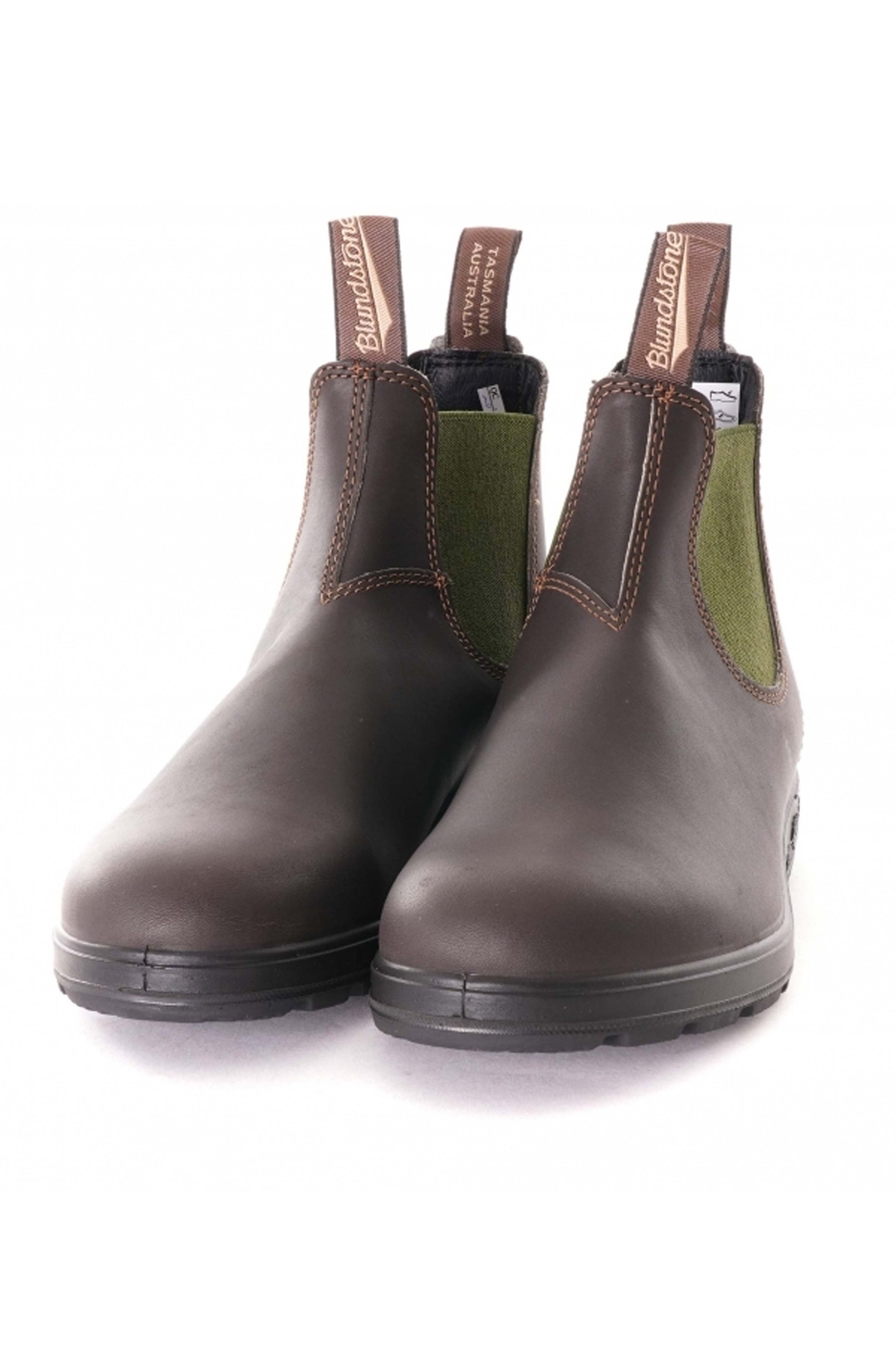 Blundstone 519 Brown Leather with Olive Elastic Boots