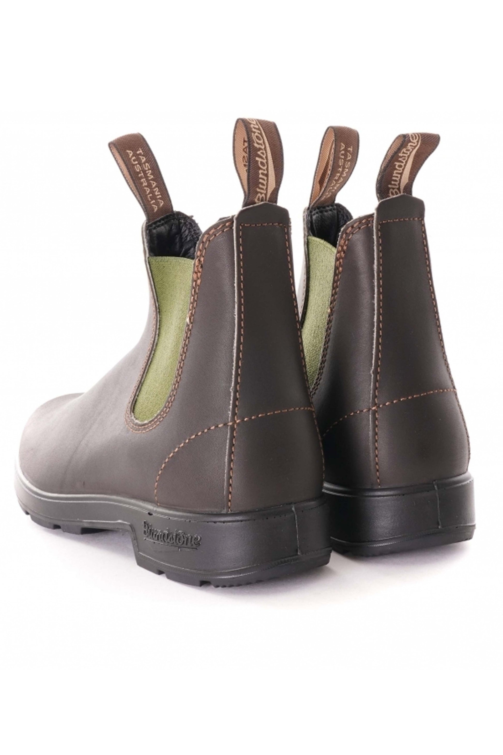 Blundstone 519 Brown Leather with Olive Elastic Boots