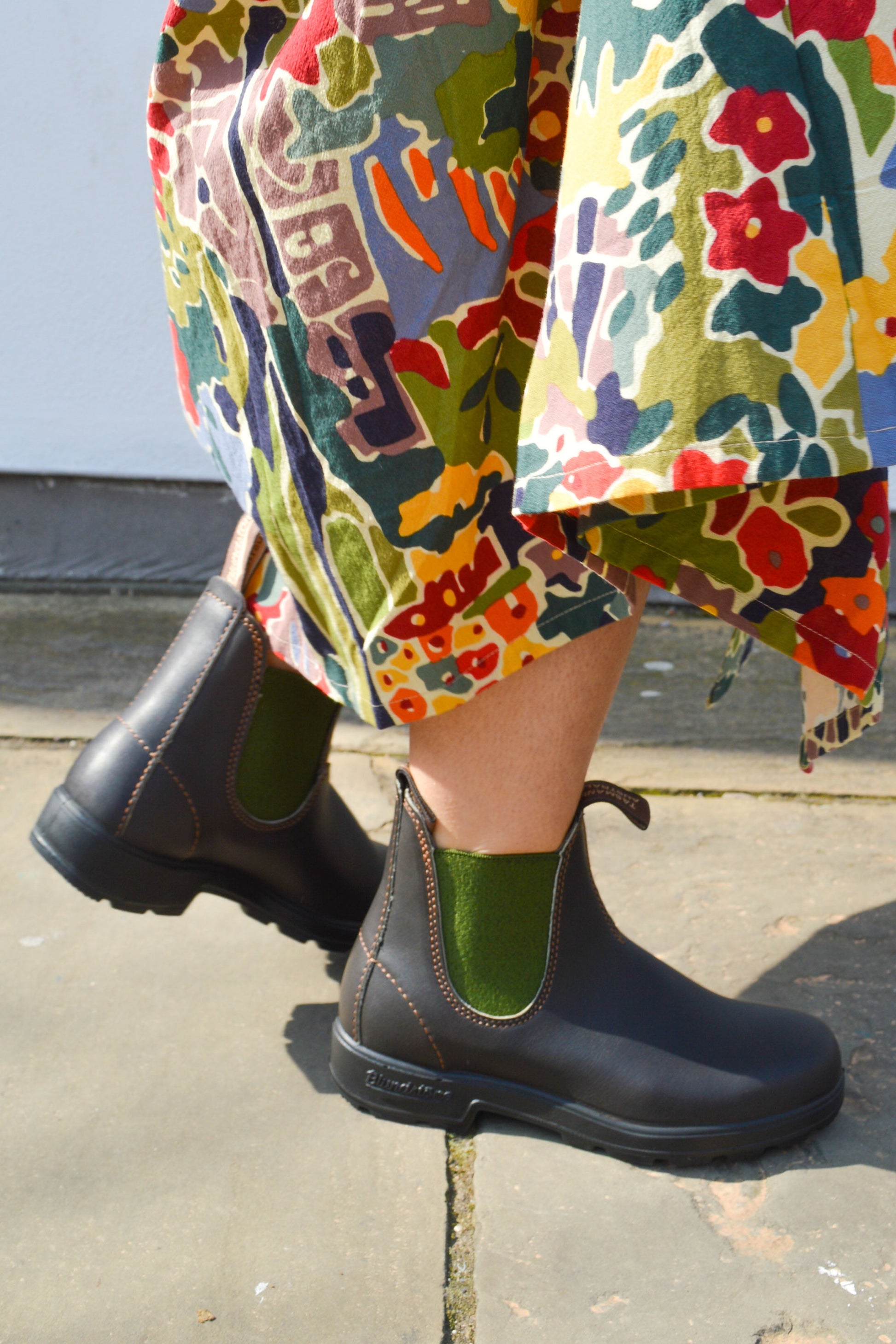 Blundstone 519 Brown Leather with Olive Elastic Boots