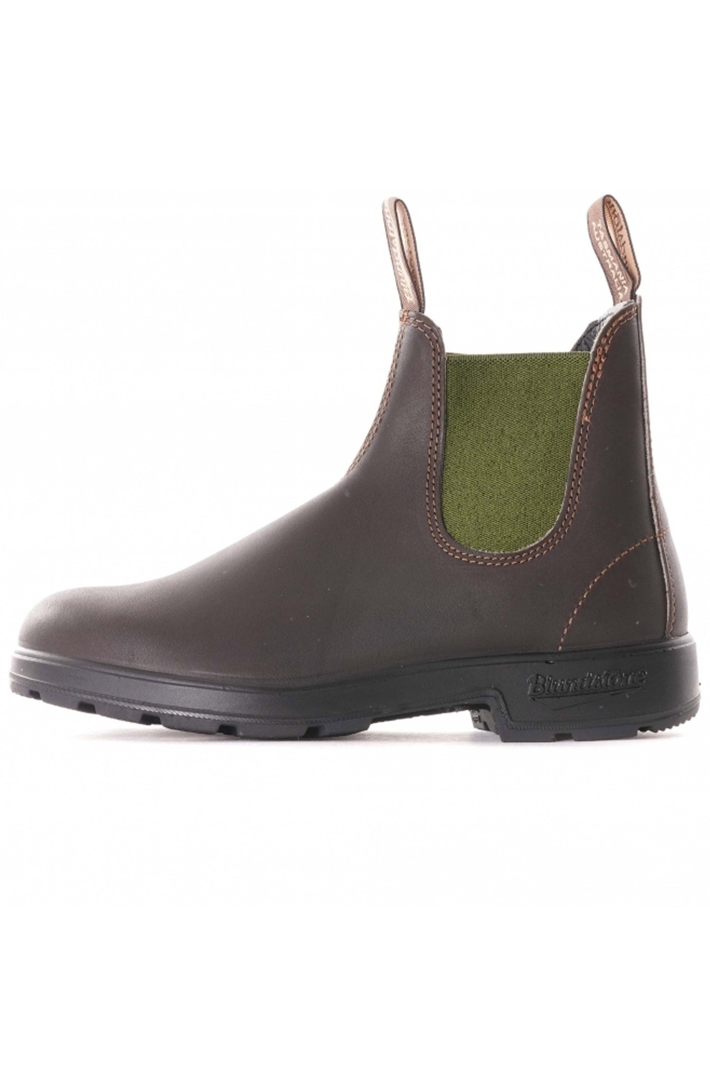 Blundstone 519 Brown Leather with Olive Elastic Boots